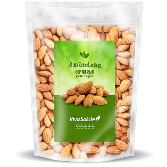 Amêndoas Cruas sem Casca Viva Salute Embaladas a Vácuo - 500 g -