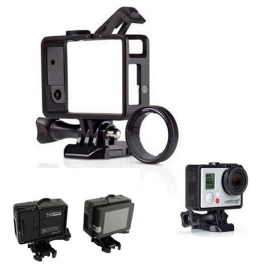 Armação Frame Trava Andfr-301 e Protetor Lente para Câmeras GoPro Hero 3, 3+, 4 - Preto