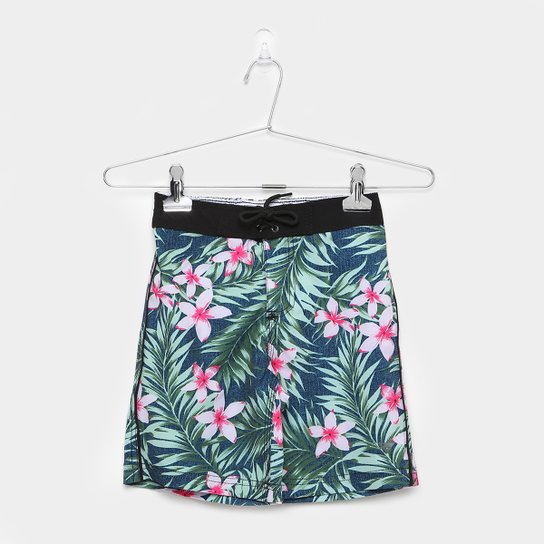 Bermuda D'água Infantil Yachtmaster Floral Masculina - Preto