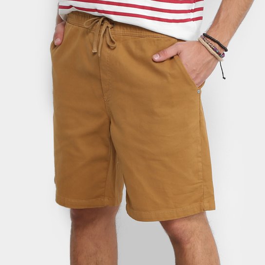 Bermuda Foxton Sarja Amarração Bolso Faca Masculina - Caramelo