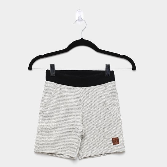 Bermuda Infantil Moletom Pulla Bulla Listrada Masculina - Off White
