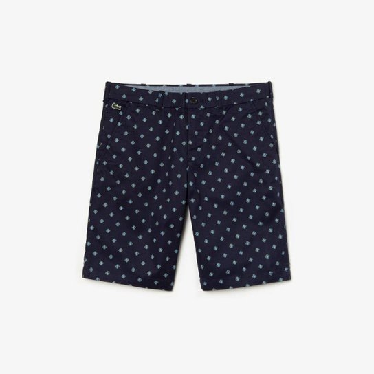 Bermuda Lacoste Live Regular Fit Masculina - Marinho+Branco