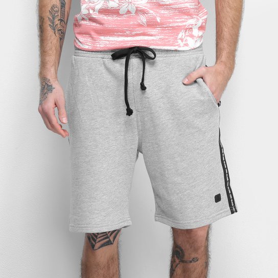 Bermuda Moletom Gajang Core Faixa Lateral Masculina - Cinza