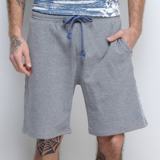Bermuda Moletom Gajang Listras Laterais Masculina - Chumbo