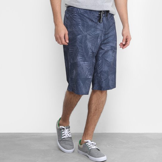 Bermuda Mood Stretch Estampada Cordão Masculina - Azul+Cinza