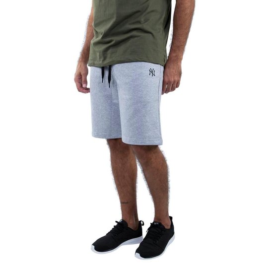 Bermuda New Era Moletom MLB New York Yankees Fashion Team Masculino - Mescla Claro