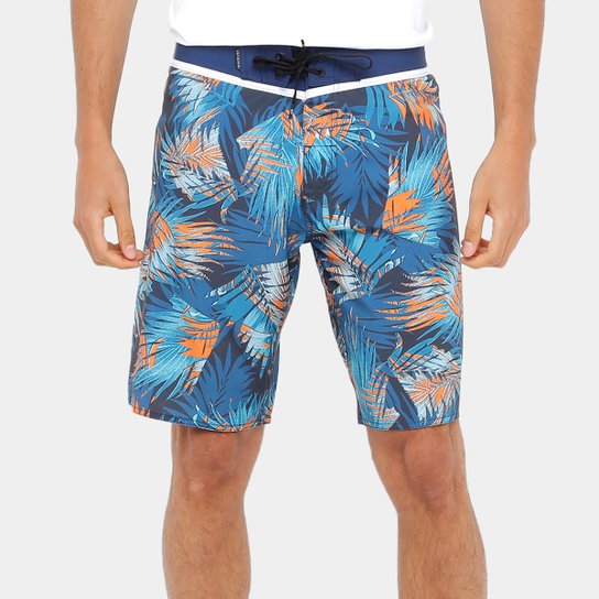 Bermuda Quiksilver Floral Everyday Masculina - Azul+Laranja
