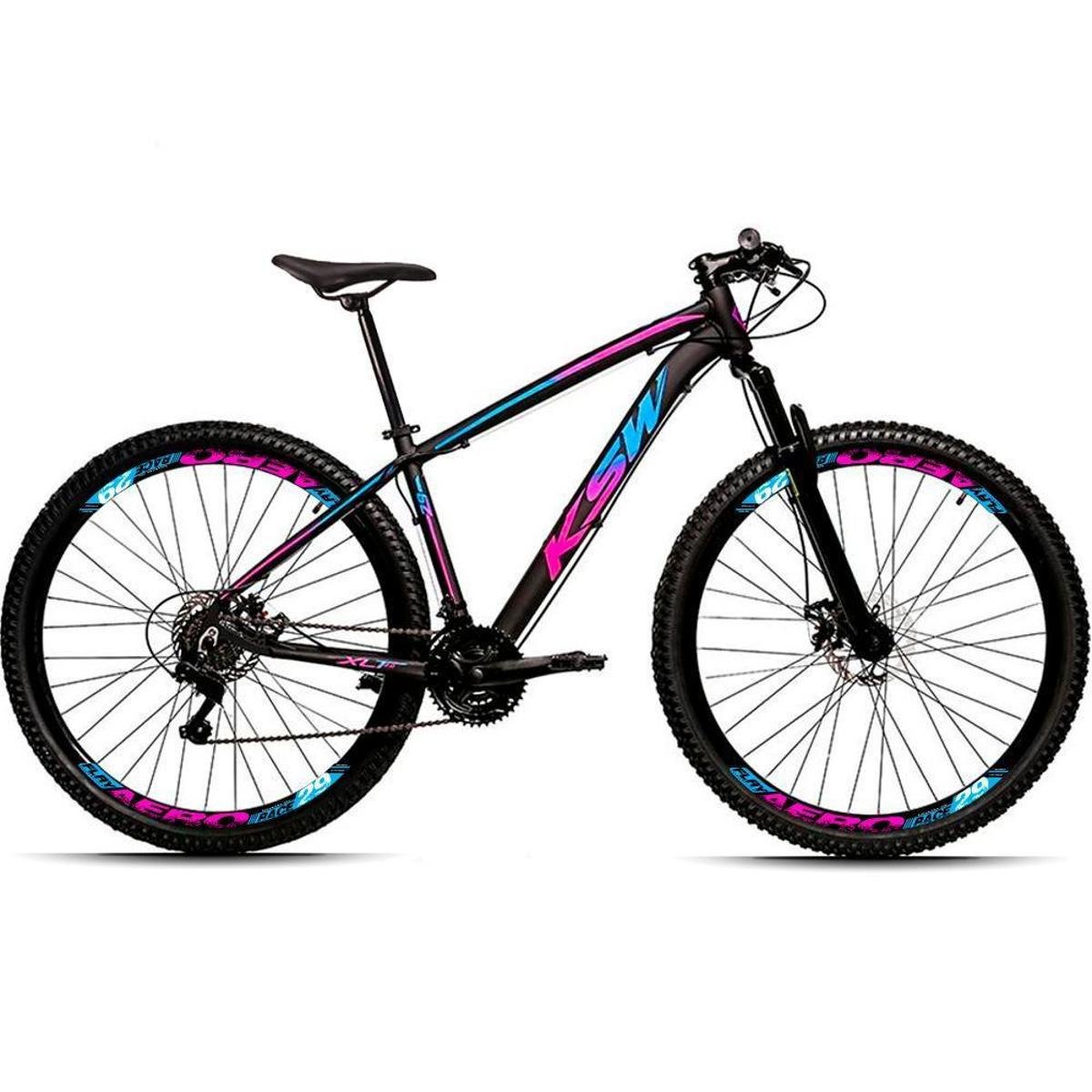 Bicicleta 29 KSW XLT 21V Câmbios Shimano Freio a Disco Quadro Alumínio MTB