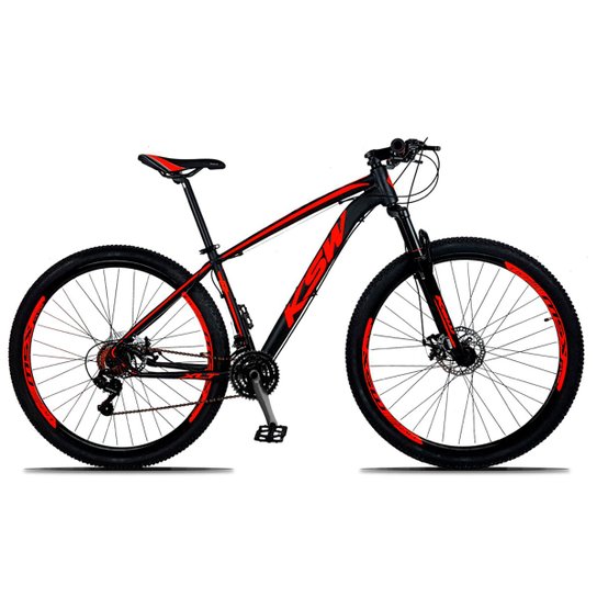 Bicicleta Aro 29 KSW Edição Especial 2.0 Câmbio Shimano 21v Freio Disc Mecânico - Preto+Vermelho