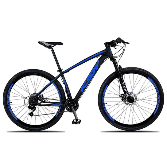 Bicicleta Aro 29 KSW Edição Especial 2.0 Câmbio Shimano 21v Freio Disc Mecânico - Preto+Azul