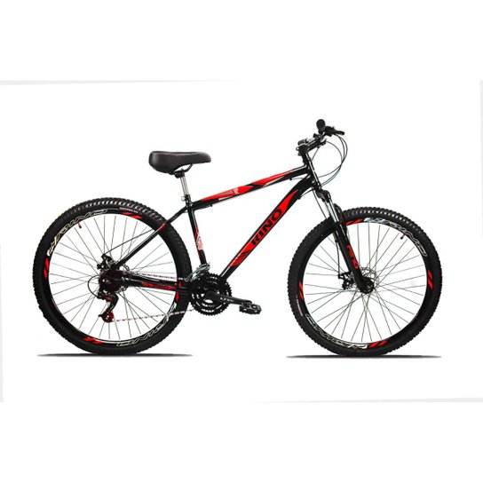 Bicicleta Aro 29 Rino 21 Velocidades Freio A Disco - Aço Carbono - Preto+Vermelho