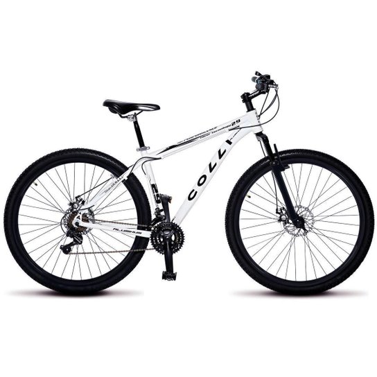 Bicicleta Colli MTB Aro 29 Alum. Kit Shimano 21M Susp. Dianteira Freios a Disco - Branco