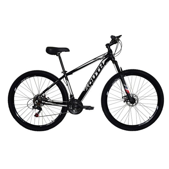 Bicicleta South Legend Aro 29 Alumínio Freio A Disco 21 Marchas Garfo Suspensão - Preto+Branco