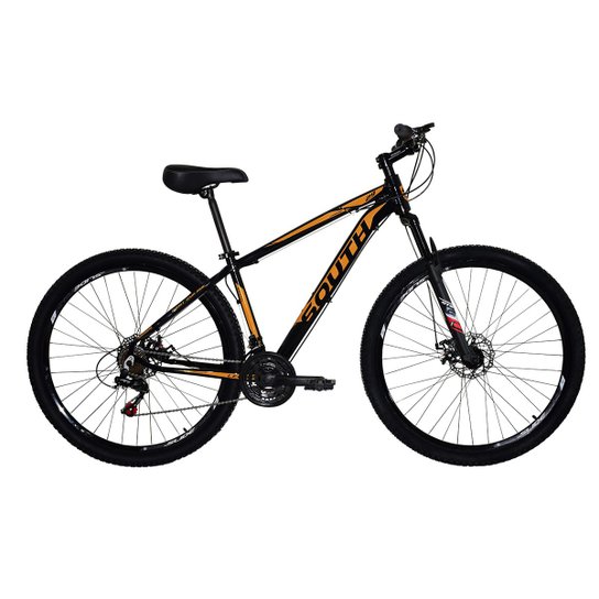 Bicicleta South Legend Aro 29 Alumínio Freio A Disco 21 Marchas Garfo Suspensão - Preto+Laranja