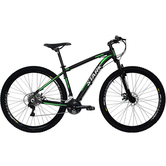 Bicicleta Stark 2018 - aro 29 - alumínio - freio a disco - câmbio shimano - 21 marchas - Preto+verde