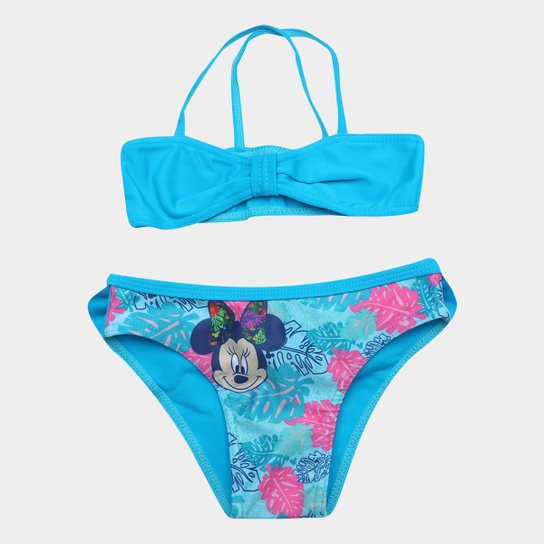 Biquíni Infantil Tip Top Estampa Minnie Top + Calcinha - Azul Turquesa