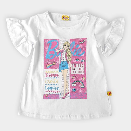 Blusa Infantil Fakini Barbie Feminina - Branco