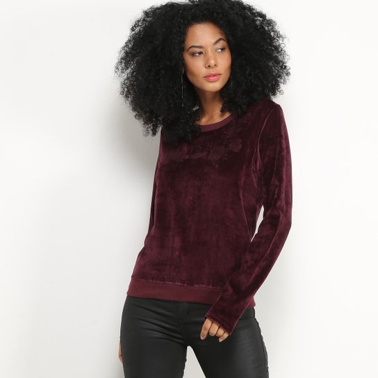 Blusa Moletom Malwee Feminina - Vinho