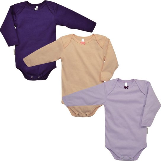 Body Manga Longa Lisos Bebê Nigambi 3 peças Feminino - Lilás