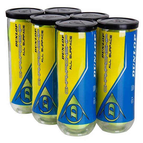 Bola de Tênis Dunlop Championship All Surface Pack com 6 Tubos - Amarelo