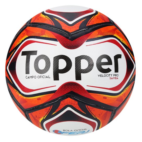 Bola Futebol Campo Topper Samba Pro - Branco+Vermelho