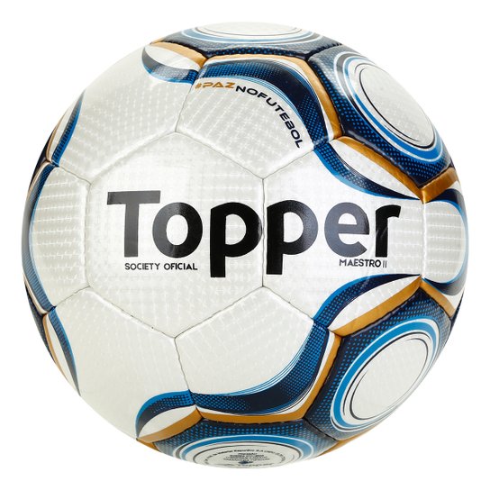 Bola Futebol Society Topper Maestro Td2 - Branco+Azul