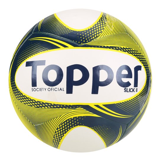 Bola Futebol Society Topper Slick II - Branco+Azul