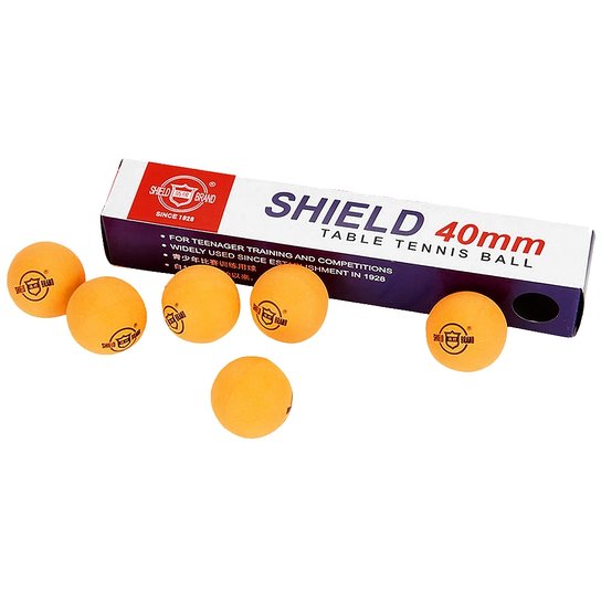 Bola Tênis De Mesa Shield 40Mm C/ 6 - Laranja