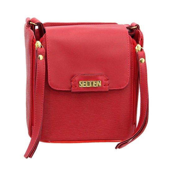 Bolsa Selten Flat Alça Transversal Ajustável Fechamento Imã Feminina - Vermelho