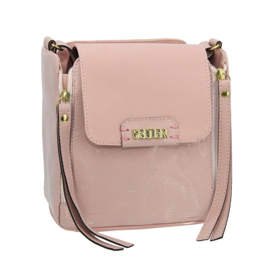 Bolsa Selten Flat Alça Transversal Ajustável Fechamento Imã Feminina - Rosa