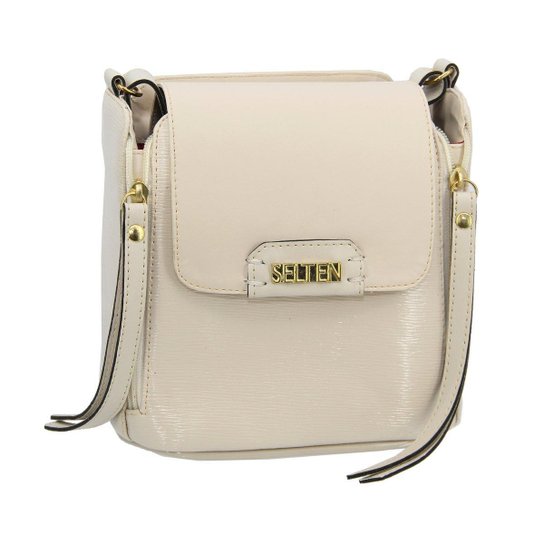 Bolsa Selten Flat Alça Transversal Ajustável Fechamento Imã Feminina - Creme