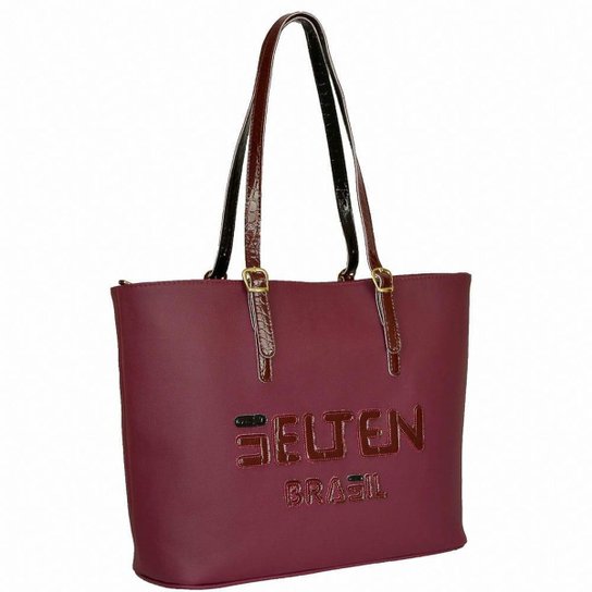 Bolsa Selten Shopper Ombro Grande Alça Ajustável Zíper Feminina - Vinho