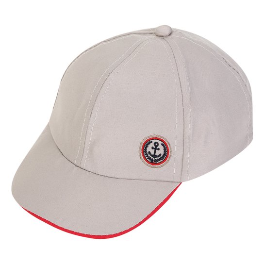 Boné Infantil Pimpolho C/ Velcro Listras Aba Reta - Cinza