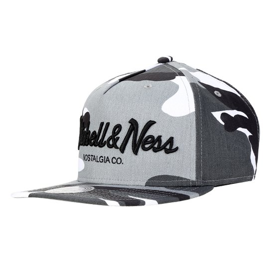 Boné Mitchell & Ness Pinscript Snapback Aba Reta - Preto+Gelo