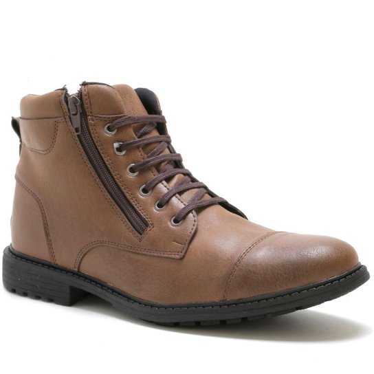 Bota Coturno Épico Com Zíper Masculina - Caramelo
