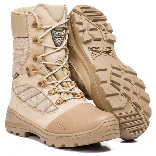 Bota em Couro Acero Comando Cano Médio - Bege
