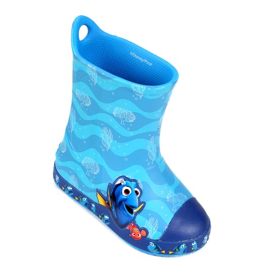Bota Galocha Infantil Crocs Disney Bump It Procurando Dory - Azul Claro
