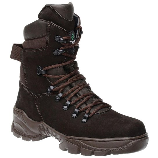 Bota Militar Accona em Couro Nobuck Cano Médio Masculina - Marrom