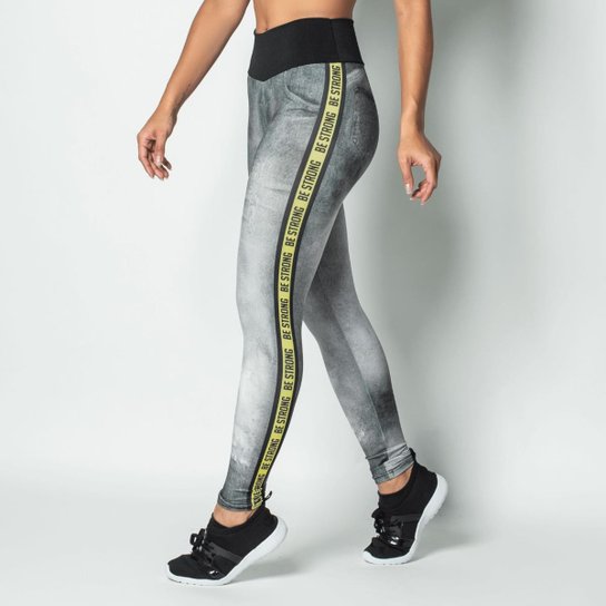 Calça Honey Be Sublimada Fake Jeans Be Strong Feminina - Preto+verde