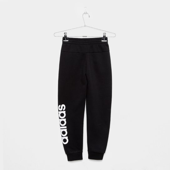 Calça Infantil Adidas YG Lin Pant Feminina - Preto+Branco