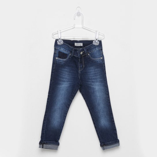 Calça Jeans Infantil Mox Estonada Feminina - Azul