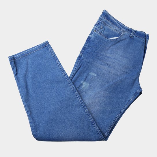 Calça Jeans Plus Size Preston com Puídos Masculina - Azul