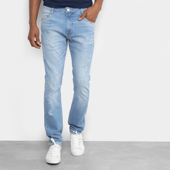 Calça Jeans Skinny Dimy com Puídos Masculina - Jeans