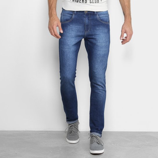 Calça Jeans Skinny Opera Rock Estonada Masculina - Azul