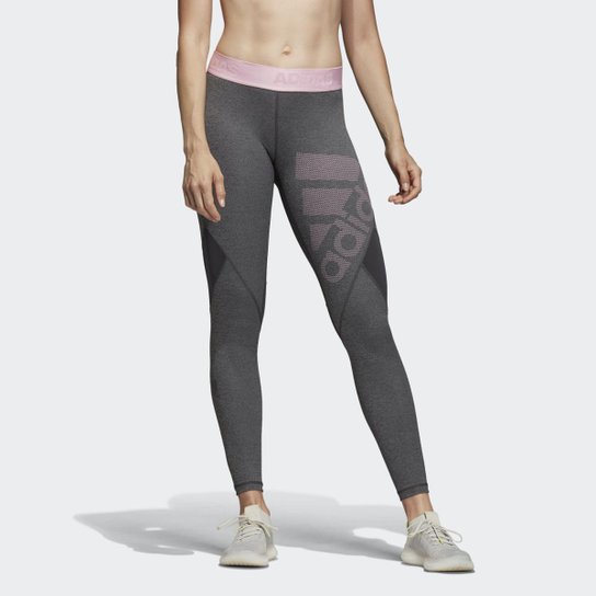 Calça Legging Adidas Alphaskin Sport Longa Feminina - Cinza