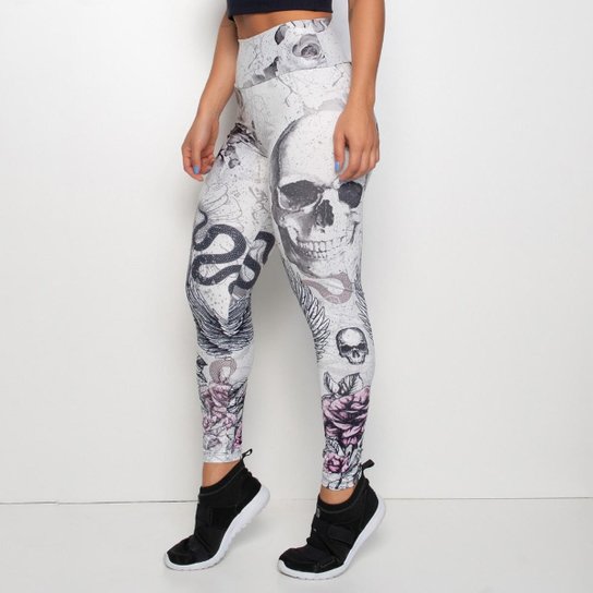 Calça Legging Fitness Poliéster Wings Feminina - Branco