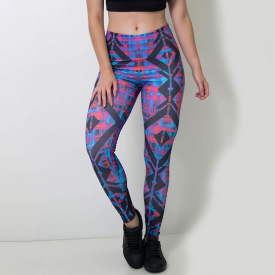 Calça Legging Kaisan Ufo Feminina - Azul+Vermelho