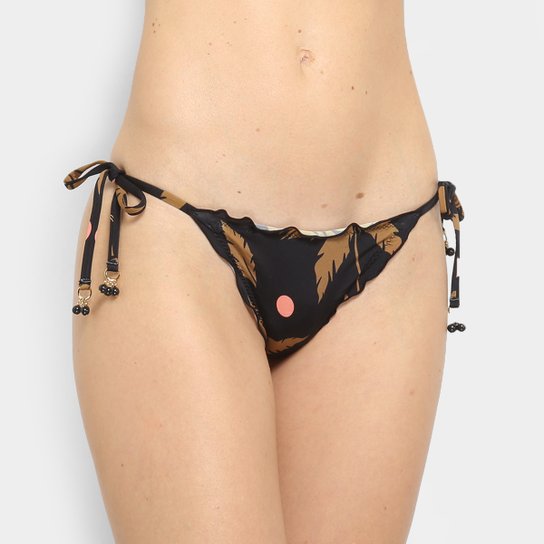 Calcinha de Biquíni Estampada Salinas FruFru Feminina - Preto