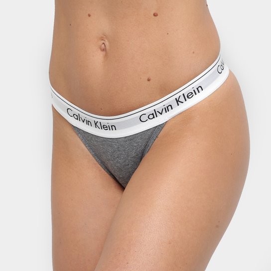 Calcinha Tanga Calvin Klein Cós Elástico - Grafite