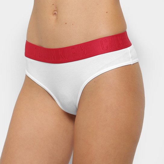 Calcinha Tanga Calvin Klein Cotton Black - Branco